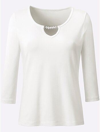 T-shirt à Manches 3/4 Chaîne Décorative à L'encolure - Taille Standard - Helline