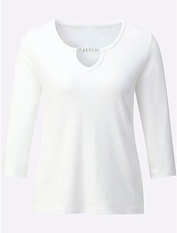 T-shirt à Manches 3/4 Chaîne Décorative à L'encolure - Taille Standard - Helline