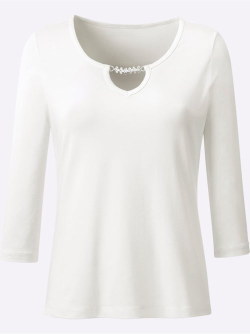 T-shirt à Manches 3/4 Chaîne Décorative à L'encolure - Taille Standard - Helline - Kiabi