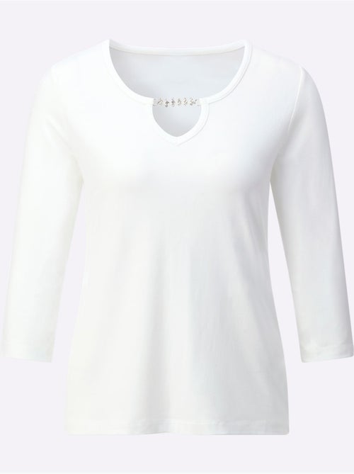 T-shirt à Manches 3/4 Chaîne Décorative à L'encolure - Taille Standard - Helline - Kiabi