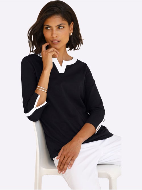 T-shirt à Manches 3/4 Contrastes Décoratifs - Taille Standard - Moda Vilona - Kiabi
