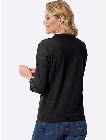 T-shirt à manches 3/4 coupe décontractée aux épaules - taille standard - moda vilona