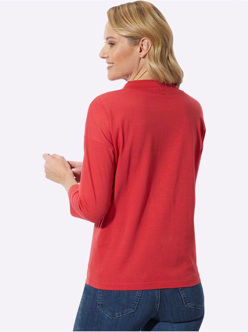 T-shirt à manches 3/4 coupe décontractée aux épaules - taille standard - moda vilona Rouge - Kiabi