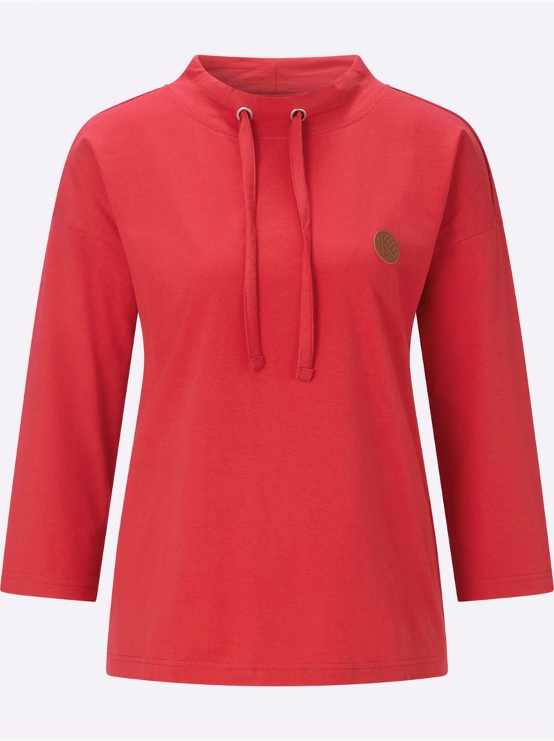 T-shirt à manches 3/4 coupe décontractée aux épaules - taille standard - moda vilona Rouge - Kiabi