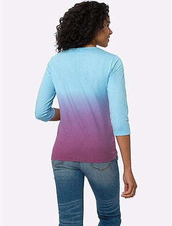 T-shirt à Manches 3/4 Dégradé De Couleur - Taille Standard - Moda Vilona