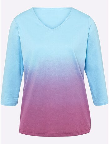 T-shirt à Manches 3/4 Dégradé De Couleur - Taille Standard - Moda Vilona