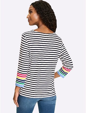 T-shirt à Manches 3/4 Détails Contrastés - Taille Standard - Helline