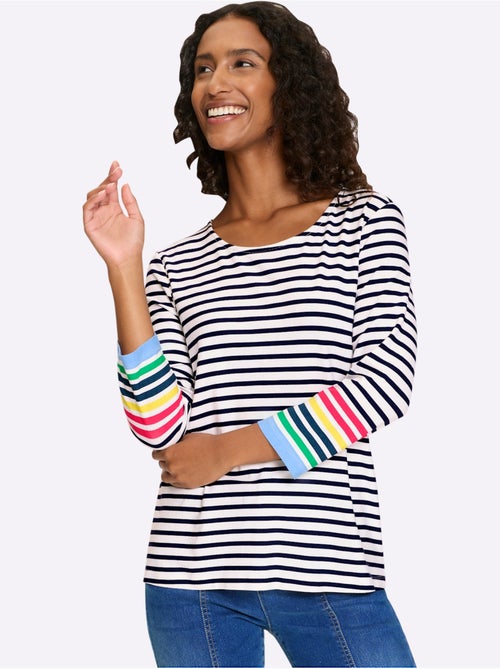 T-shirt à Manches 3/4 Détails Contrastés - Taille Standard - Helline - Kiabi T-shirt à Manches 3/4 Détails Contrastés - Taille Standard - Helline - Kiabi