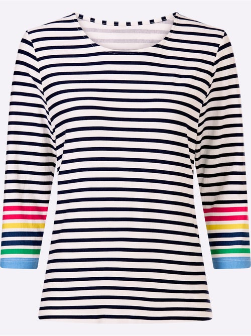 T-shirt à Manches 3/4 Détails Contrastés - Taille Standard - Helline - Kiabi T-shirt à Manches 3/4 Détails Contrastés - Taille Standard - Helline - Kiabi