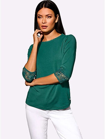 T-shirt à Manches 3/4 Doux Comme La Soie - Taille Standard - helline