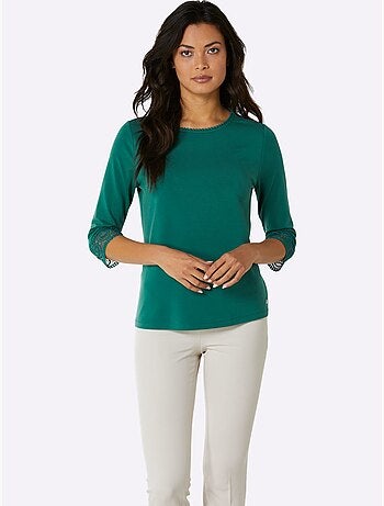 T-shirt à Manches 3/4 Doux Comme La Soie - Taille Standard - helline