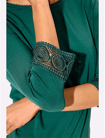 T-shirt à Manches 3/4 Doux Comme La Soie - Taille Standard - helline