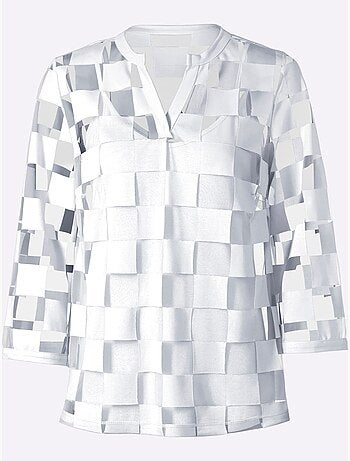 T-shirt à Manches 3/4 Effet Vaporeux Chic - Taille Standard - helline