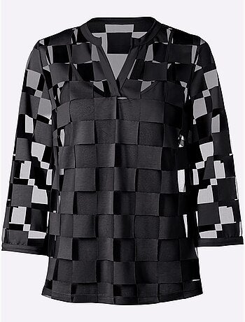 T-shirt à Manches 3/4 Effet Vaporeux Chic - Taille Standard - helline