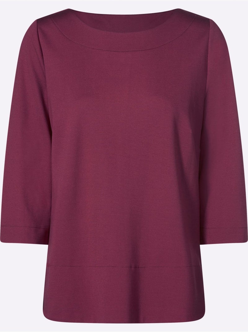 T-shirt à Manches 3/4 élasthanne - Taille Standard - Helline Bordeaux - Kiabi