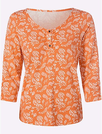 T-shirt à Manches 3/4 élégant Motif Décoratif - Taille Standard - Helline