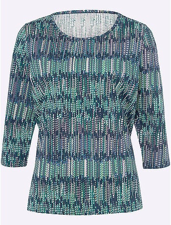 T-shirt à manches 3/4 en imprimé multicolore et léger - Taille standard - Moda Vilona