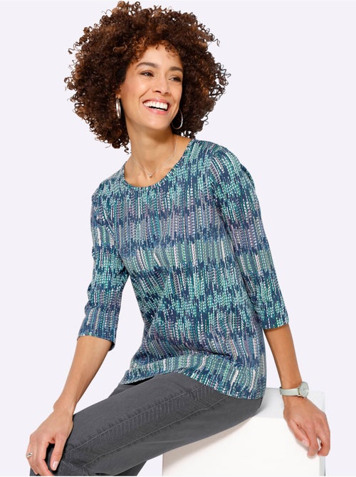 T-shirt à manches 3/4 en imprimé multicolore et léger - taille standard - moda vilona - Kiabi T-shirt à manches 3/4 en imprimé multicolore et léger - taille standard - moda vilona - Kiabi