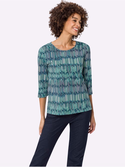 T-shirt à manches 3/4 en imprimé multicolore et léger - taille standard - moda vilona - Kiabi T-shirt à manches 3/4 en imprimé multicolore et léger - taille standard - moda vilona - Kiabi