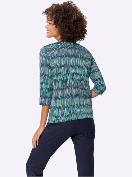 T-shirt à manches 3/4 en imprimé multicolore et léger - taille standard - moda vilona - Kiabi T-shirt à manches 3/4 en imprimé multicolore et léger - taille standard - moda vilona - Kiabi