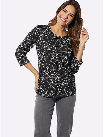 T-shirt à manches 3/4 en jersey avec motif graphique - Taille standard - Moda Vilona