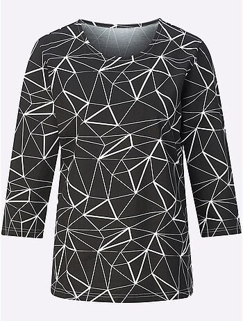 T-shirt à manches 3/4 en jersey avec motif graphique - Taille standard - Moda Vilona