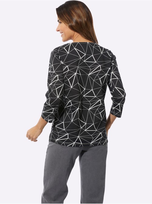 T-shirt à manches 3/4 en jersey avec motif graphique - Taille standard - Moda Vilona - Kiabi T-shirt à manches 3/4 en jersey avec motif graphique - Taille standard - Moda Vilona - Kiabi