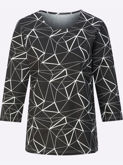 T-shirt à manches 3/4 en jersey avec motif graphique - Taille standard - Moda Vilona - Kiabi T-shirt à manches 3/4 en jersey avec motif graphique - Taille standard - Moda Vilona - Kiabi