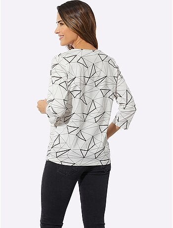 T-shirt à manches 3/4 en jersey avec motif graphique - Taille standard - Moda Vilona