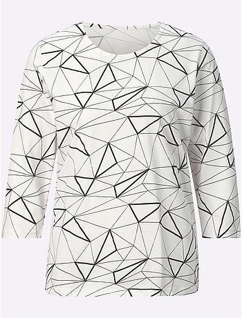 T-shirt à manches 3/4 en jersey avec motif graphique - Taille standard - Moda Vilona
