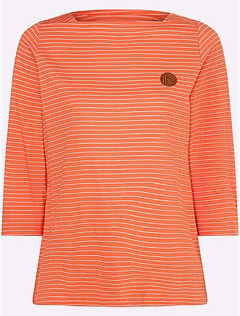 T-shirt à Manches 3/4 Encolure En U - Taille Standard - Moda Vilona