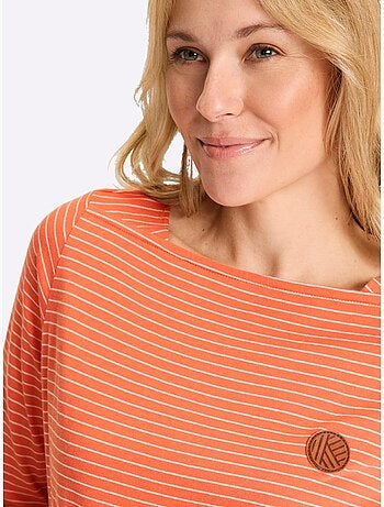 T-shirt à Manches 3/4 Encolure En U - Taille Standard - Moda Vilona