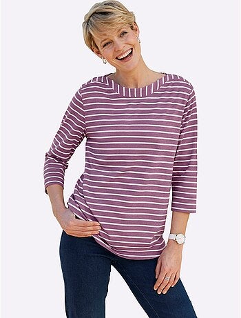T-shirt à manches 3/4 encolure en u féminine - taille standard - moda vilona