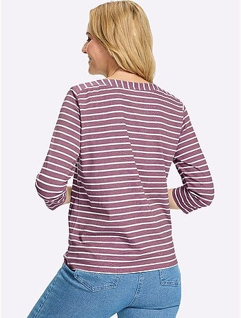 T-shirt à manches 3/4 encolure en u féminine - taille standard - moda vilona