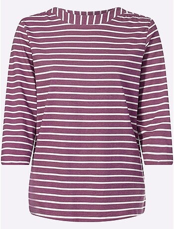 T-shirt à manches 3/4 encolure en u féminine - taille standard - moda vilona
