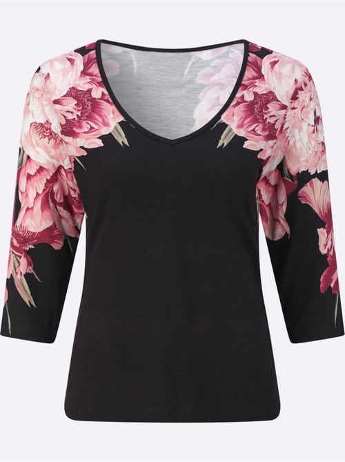 T-shirt à manches 3/4 encolure en v flatteuse - taille standard - helline - Kiabi