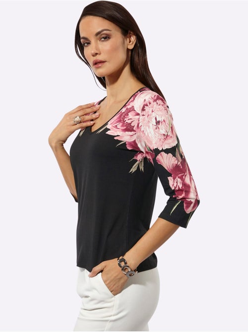 T-shirt à manches 3/4 encolure en v flatteuse - taille standard - helline - Kiabi