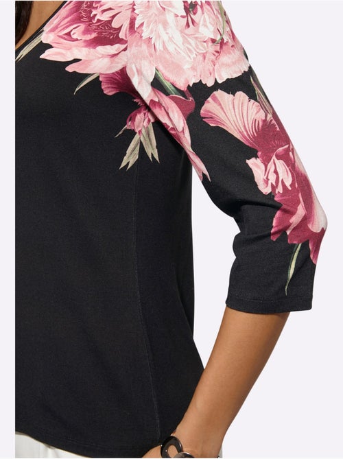 T-shirt à manches 3/4 encolure en v flatteuse - taille standard - helline - Kiabi