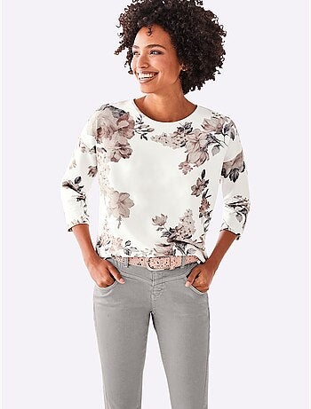 T-shirt à Manches 3/4 Encolure Ronde - Taille Standard - helline