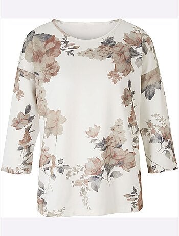 T-shirt à Manches 3/4 Encolure Ronde - Taille Standard - helline