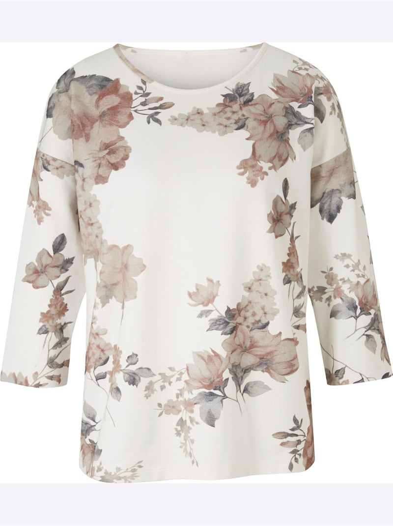 T-shirt à Manches 3/4 Encolure Ronde - Taille Standard - Helline Rose clair - Kiabi