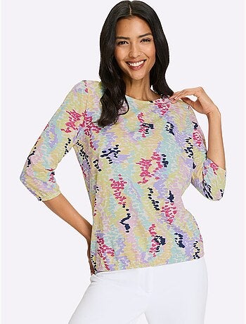 T-shirt à Manches 3/4 Finitions Extensibles - Taille Standard - Moda Vilona