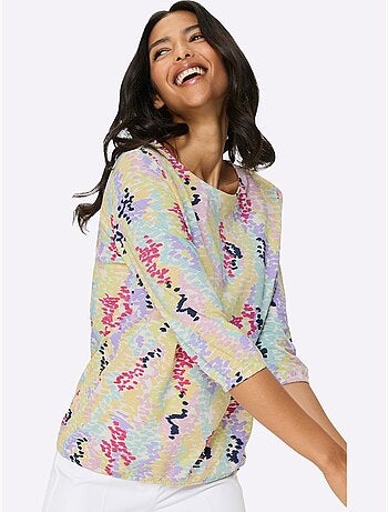 T-shirt à Manches 3/4 Finitions Extensibles - Taille Standard - Moda Vilona
