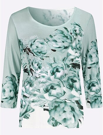 T-shirt à Manches 3/4 Imprimé - Taille Standard - helline