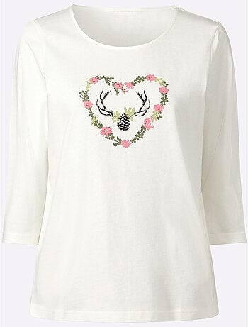 T-shirt à manches 3/4 imprimé - taille standard - moda vilona