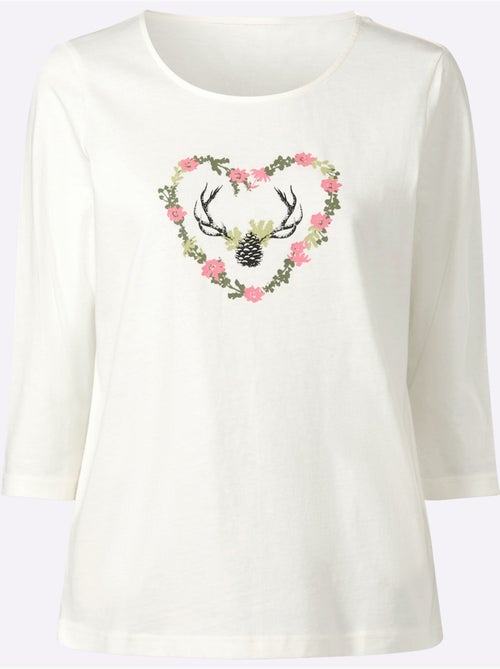 T-shirt à manches 3/4 imprimé - taille standard - moda vilona - Kiabi
