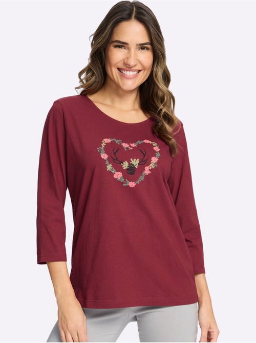 T-shirt à manches 3/4 imprimé - taille standard - moda vilona - Kiabi