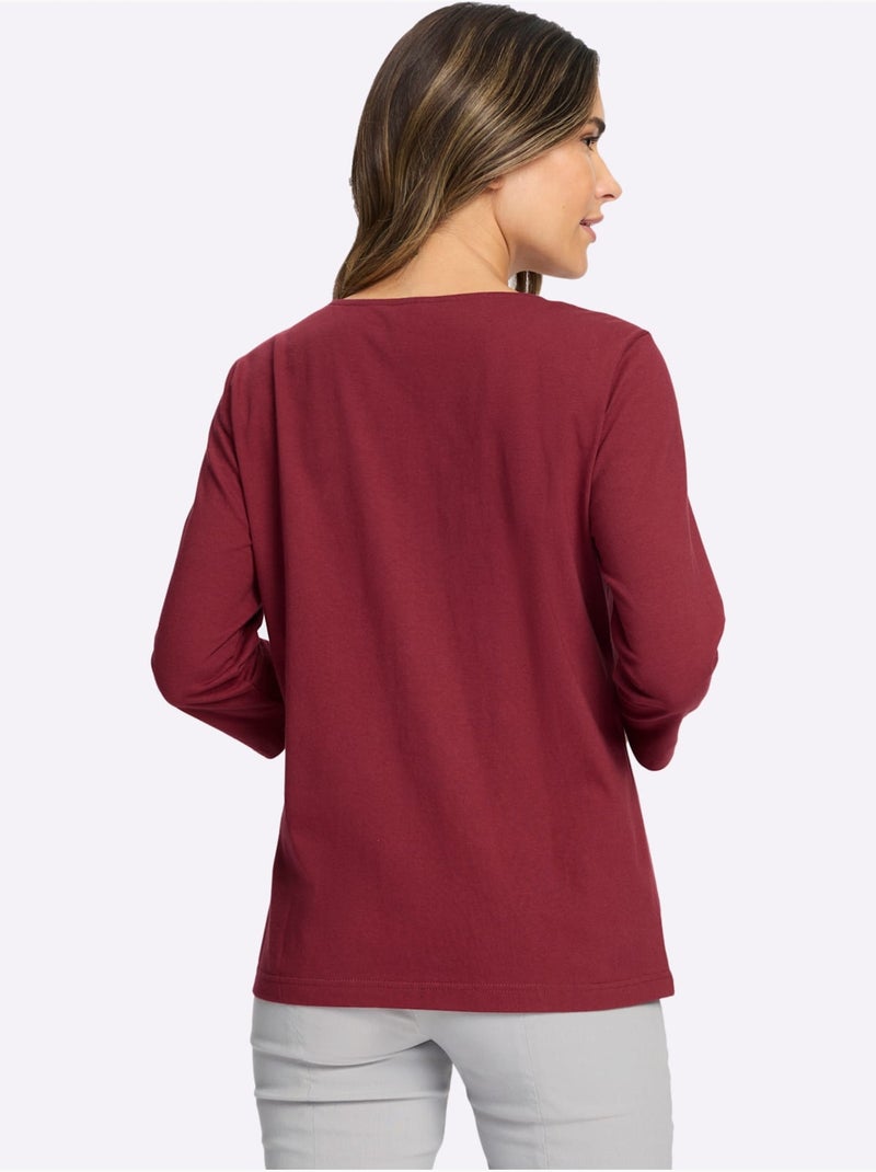 T-shirt à manches 3/4 imprimé - taille standard - moda vilona Rouge/Rose - Kiabi