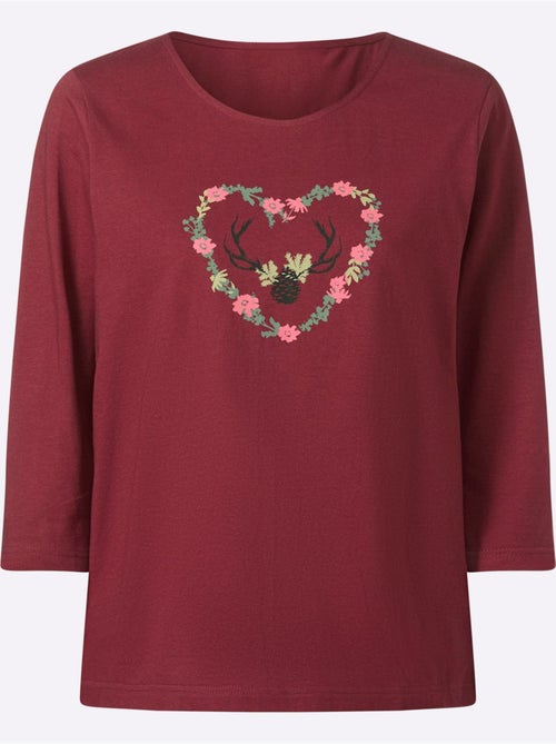 T-shirt à manches 3/4 imprimé - taille standard - moda vilona - Kiabi