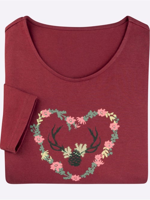 T-shirt à manches 3/4 imprimé - taille standard - moda vilona - Kiabi